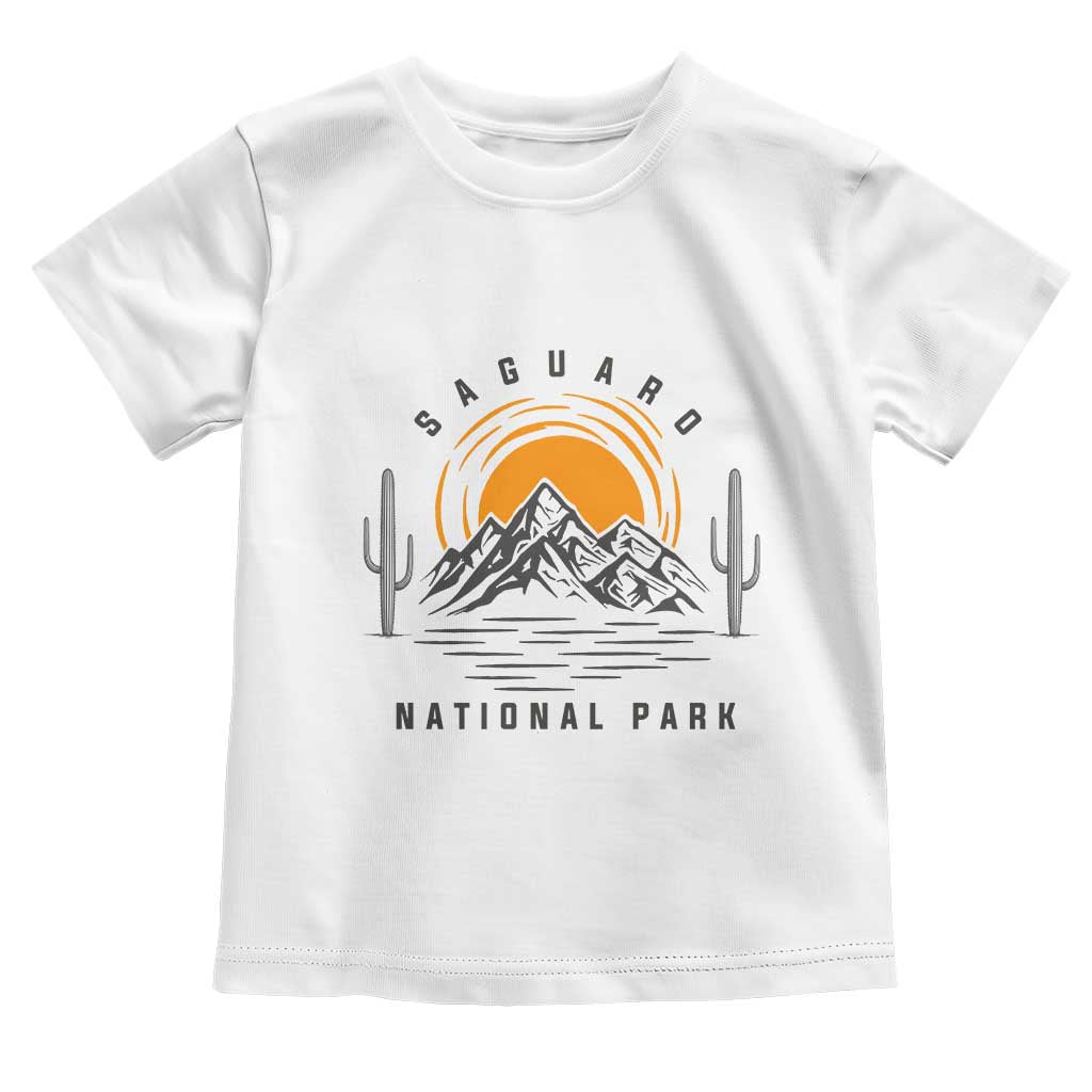 Retro Saguaro National Park Sunset Graphic Toddler T Shirt Vintage Arizona Desert Mountain Badge Souvenir