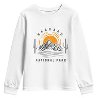 Retro Saguaro National Park Sunset Graphic Youth Sweatshirt Vintage Arizona Desert Mountain Badge Souvenir