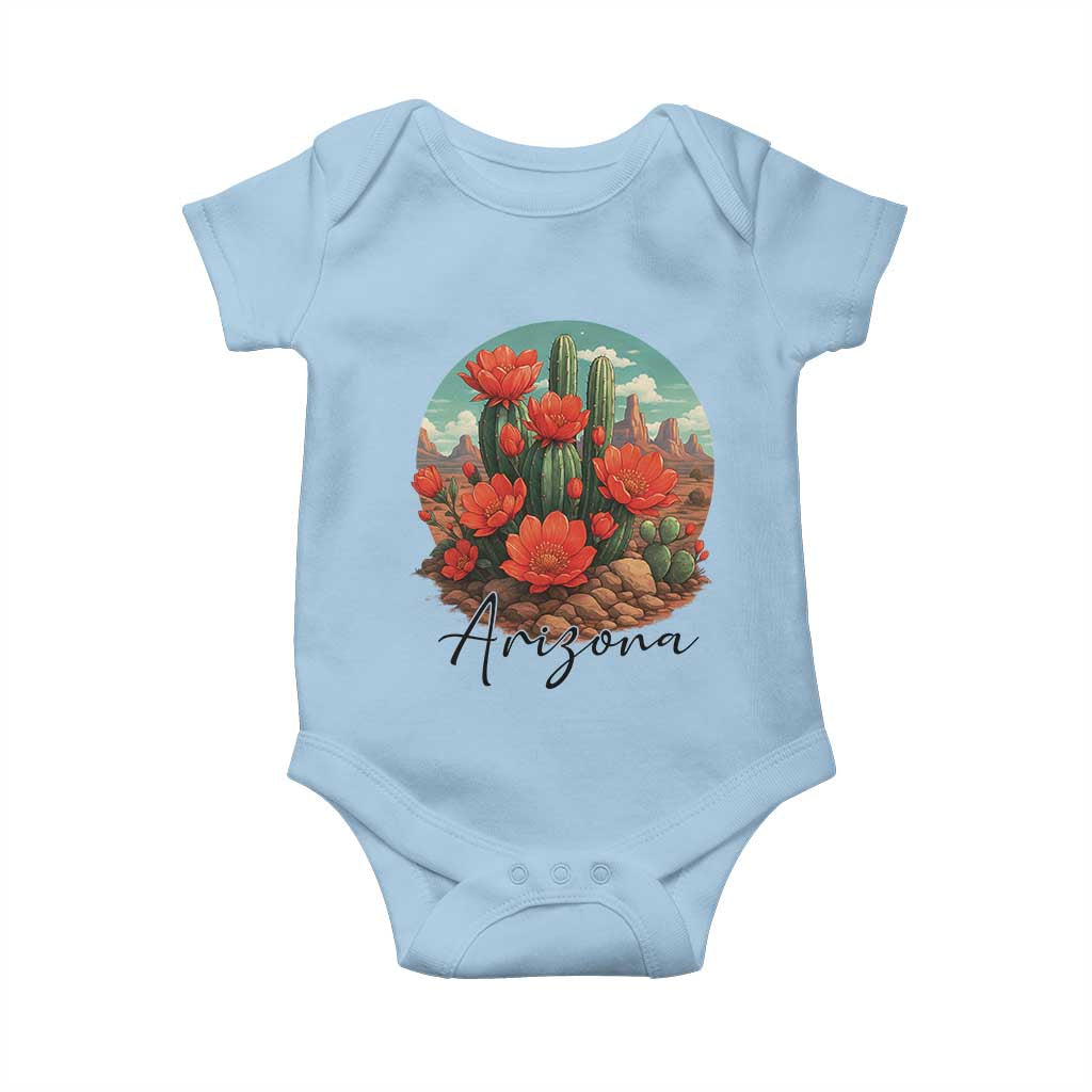 Beautiful Blooming Cactus Flower Arizona Graphic Baby Onesie Vintage Desert Botanical Floral Nature Souvenir
