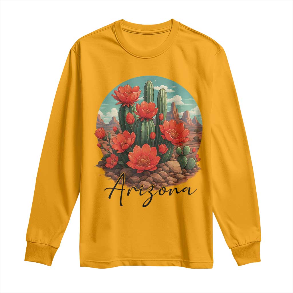 Beautiful Blooming Cactus Flower Arizona Graphic Long Sleeve Shirt Vintage Desert Botanical Floral Nature Souvenir
