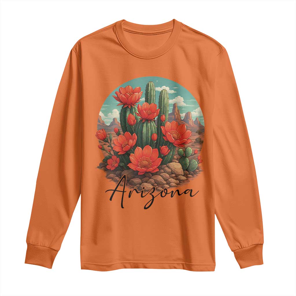 Beautiful Blooming Cactus Flower Arizona Graphic Long Sleeve Shirt Vintage Desert Botanical Floral Nature Souvenir