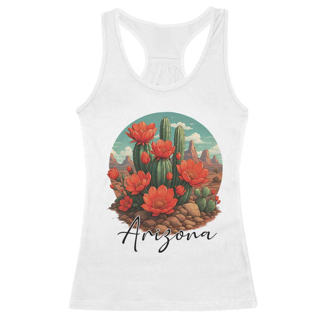 Beautiful Blooming Cactus Flower Arizona Graphic Racerback Tank Top Vintage Desert Botanical Floral Nature Souvenir