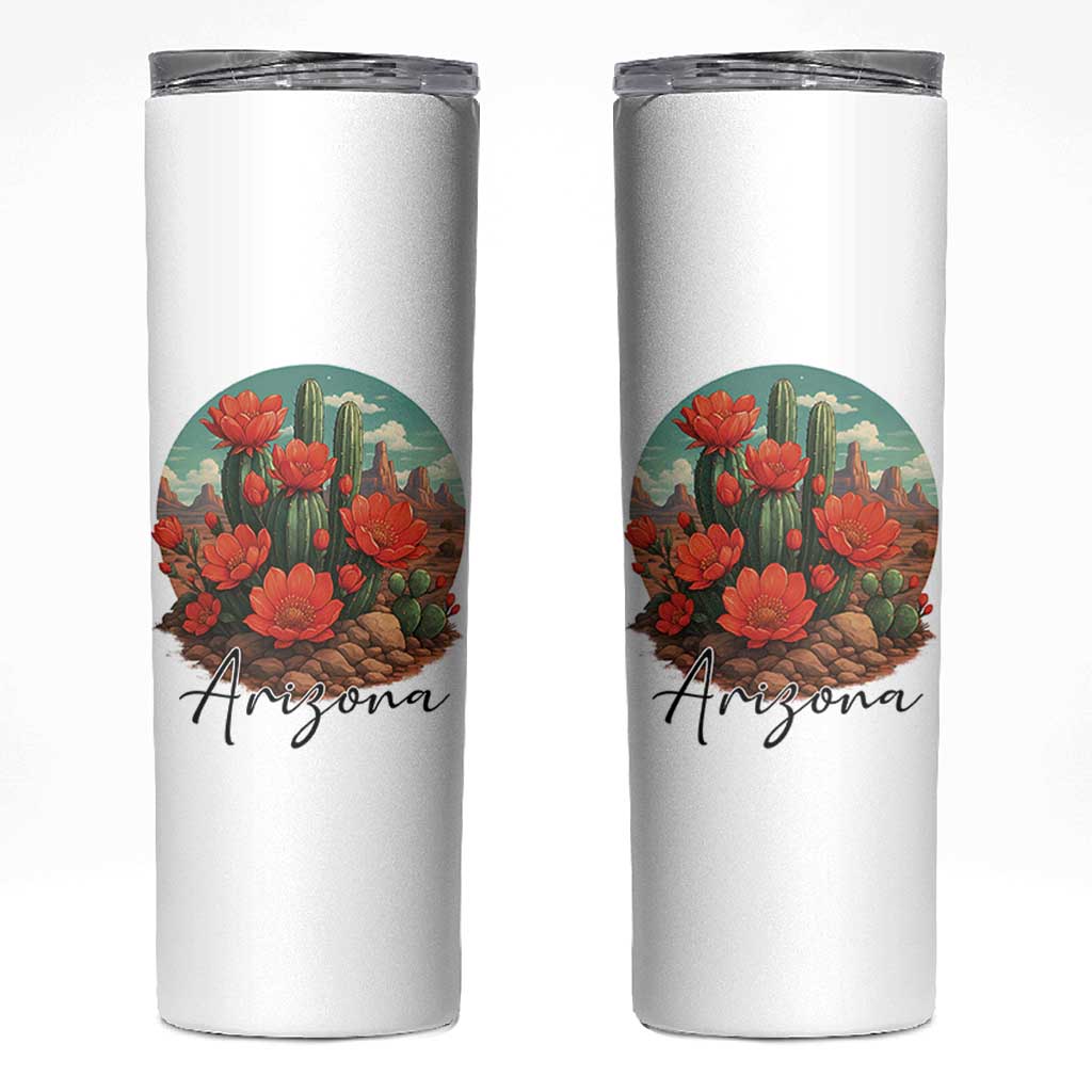 Beautiful Blooming Cactus Flower Arizona Graphic Skinny Tumbler Vintage Desert Botanical Floral Nature Souvenir