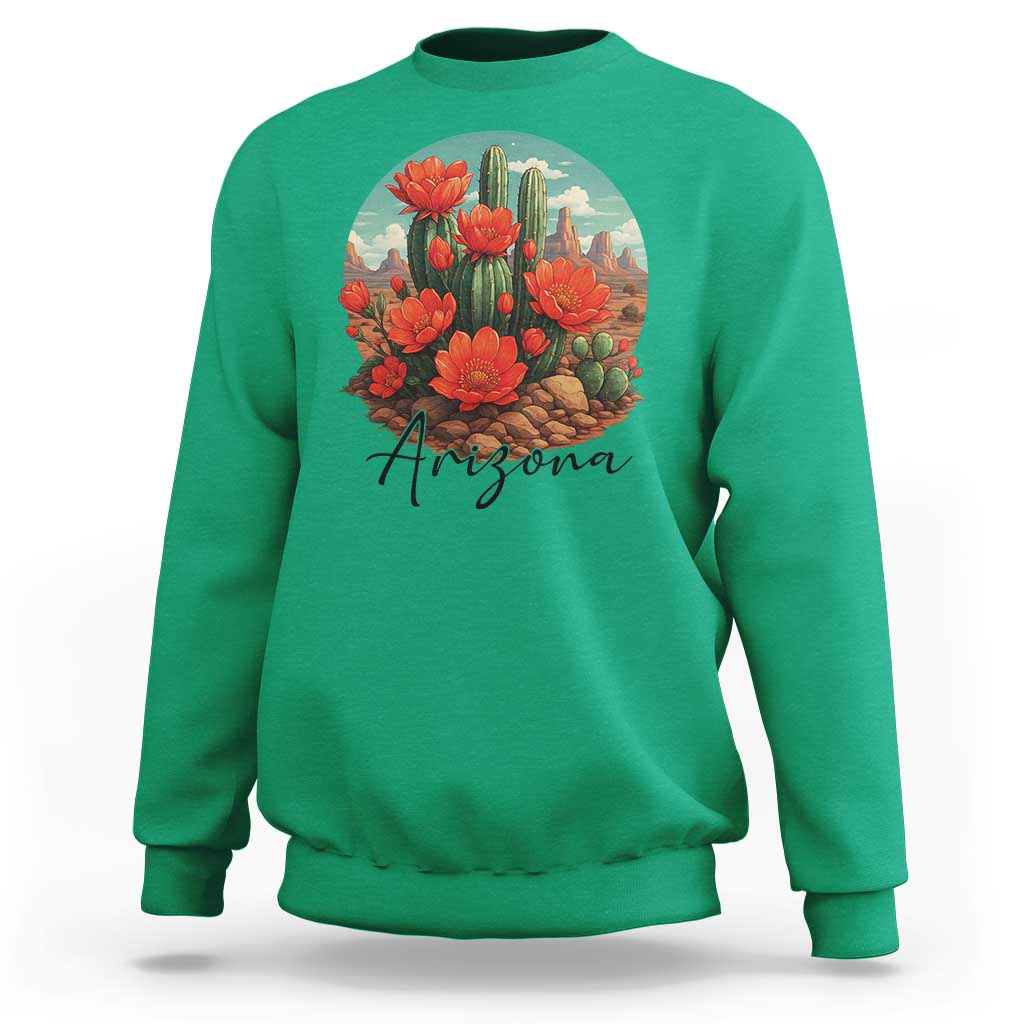 Beautiful Blooming Cactus Flower Arizona Graphic Sweatshirt Vintage Desert Botanical Floral Nature Souvenir