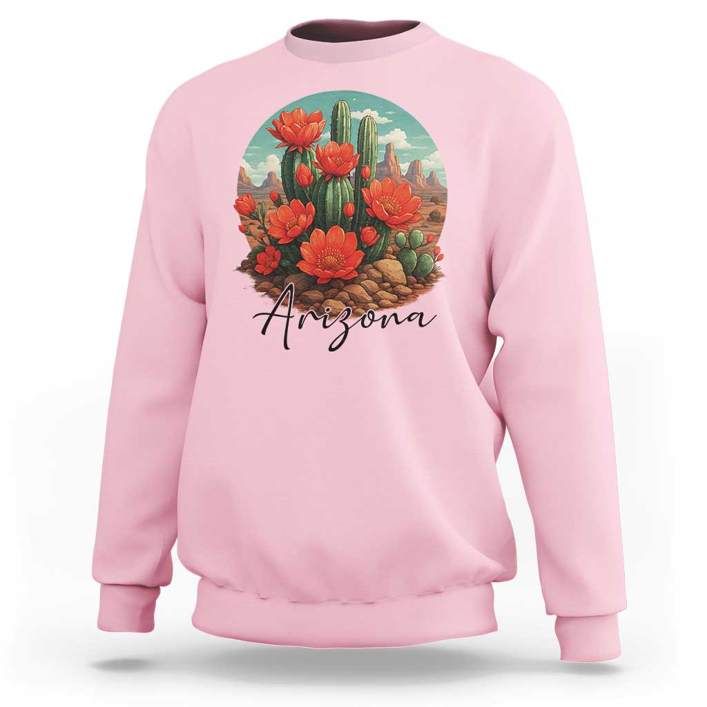 Beautiful Blooming Cactus Flower Arizona Graphic Sweatshirt Vintage Desert Botanical Floral Nature Souvenir