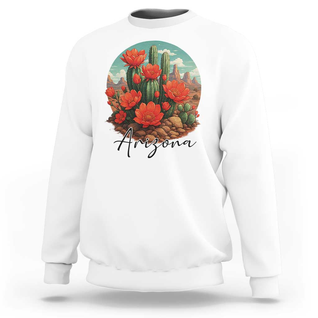 Beautiful Blooming Cactus Flower Arizona Graphic Sweatshirt Vintage Desert Botanical Floral Nature Souvenir