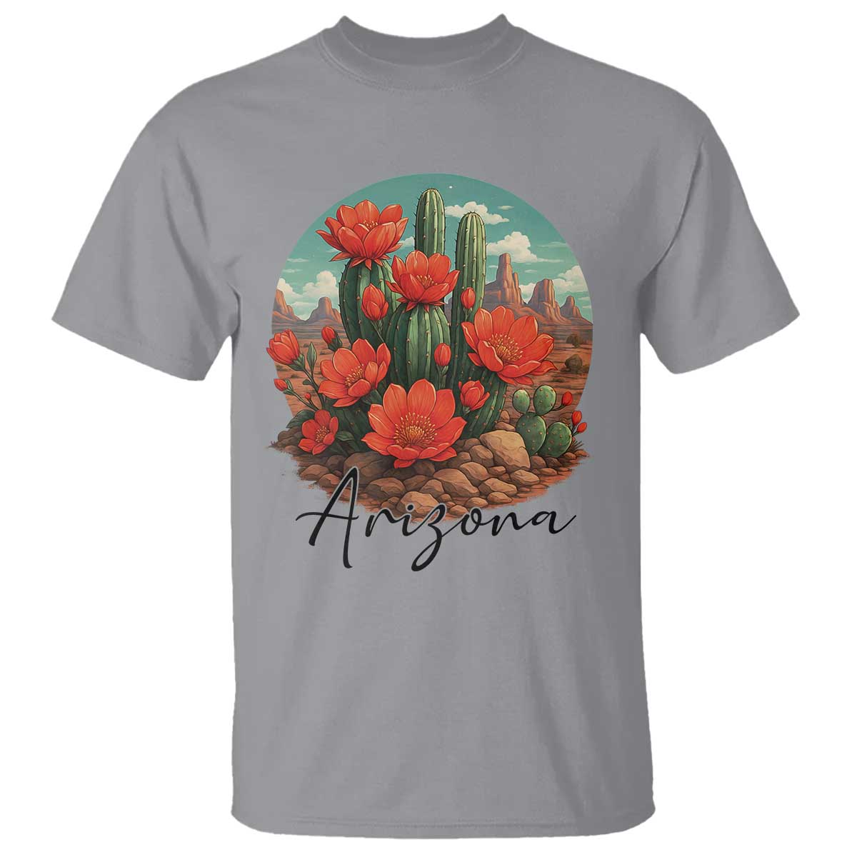 Beautiful Blooming Cactus Flower Arizona Graphic T Shirt Vintage Desert Botanical Floral Nature Souvenir