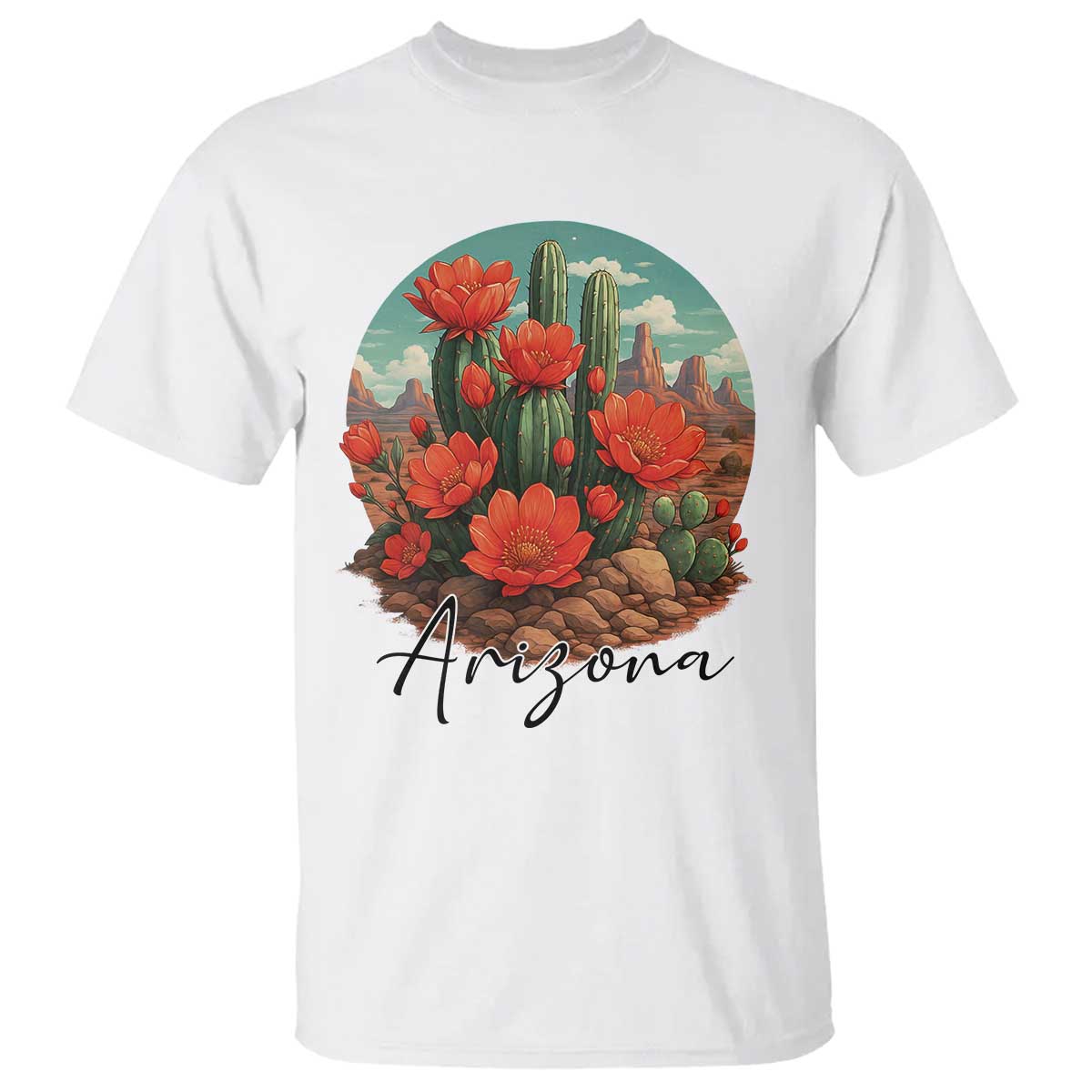 Beautiful Blooming Cactus Flower Arizona Graphic T Shirt Vintage Desert Botanical Floral Nature Souvenir
