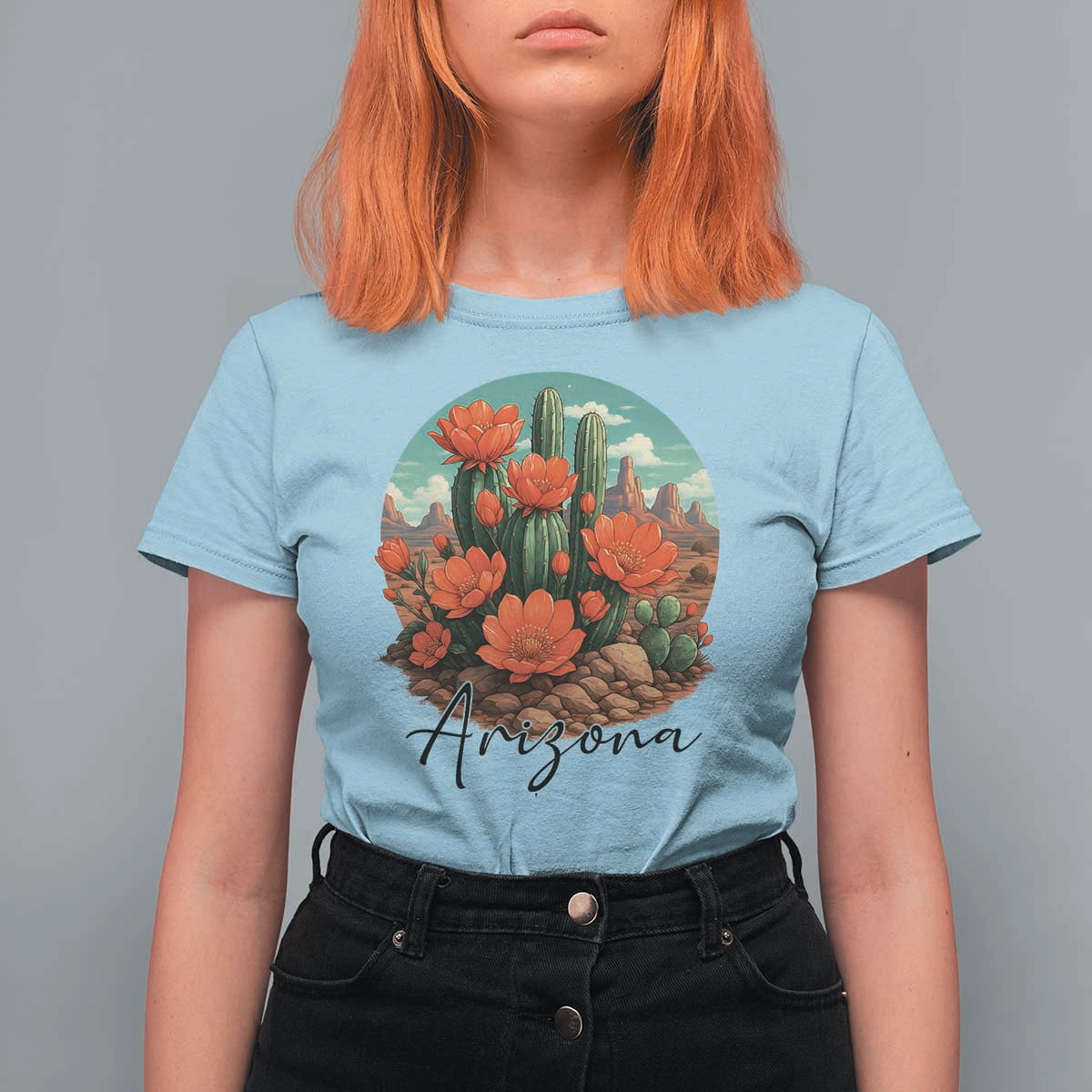 Beautiful Blooming Cactus Flower Arizona Graphic T Shirt For Women Vintage Desert Botanical Floral Nature Souvenir