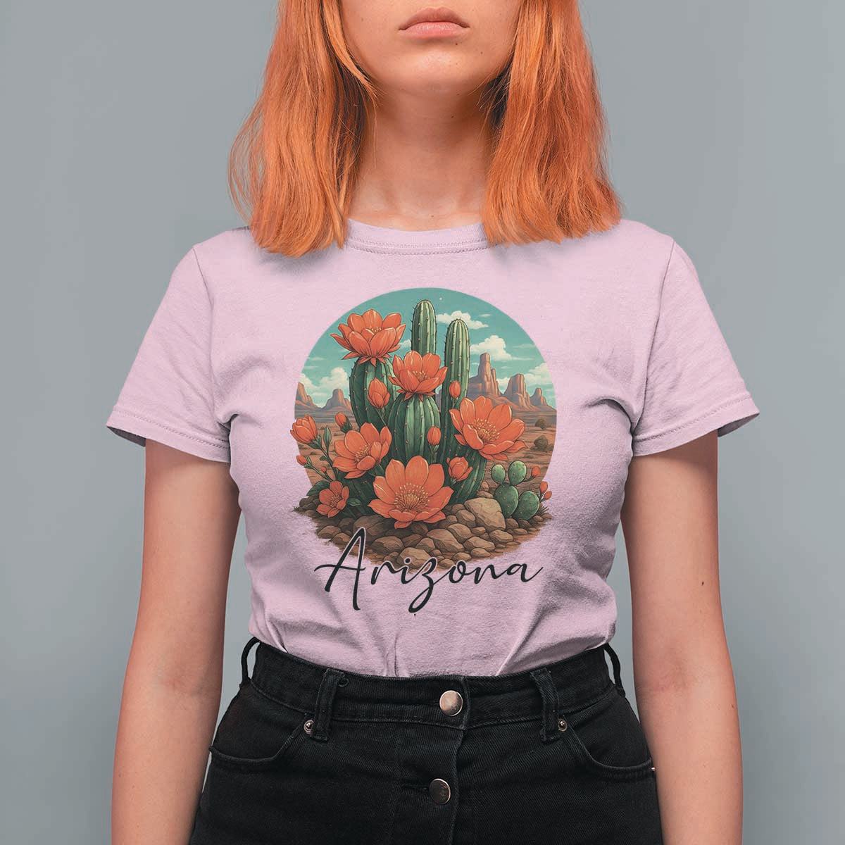 Beautiful Blooming Cactus Flower Arizona Graphic T Shirt For Women Vintage Desert Botanical Floral Nature Souvenir