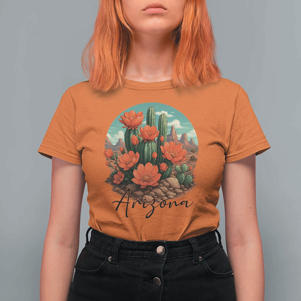 Beautiful Blooming Cactus Flower Arizona Graphic T Shirt For Women Vintage Desert Botanical Floral Nature Souvenir
