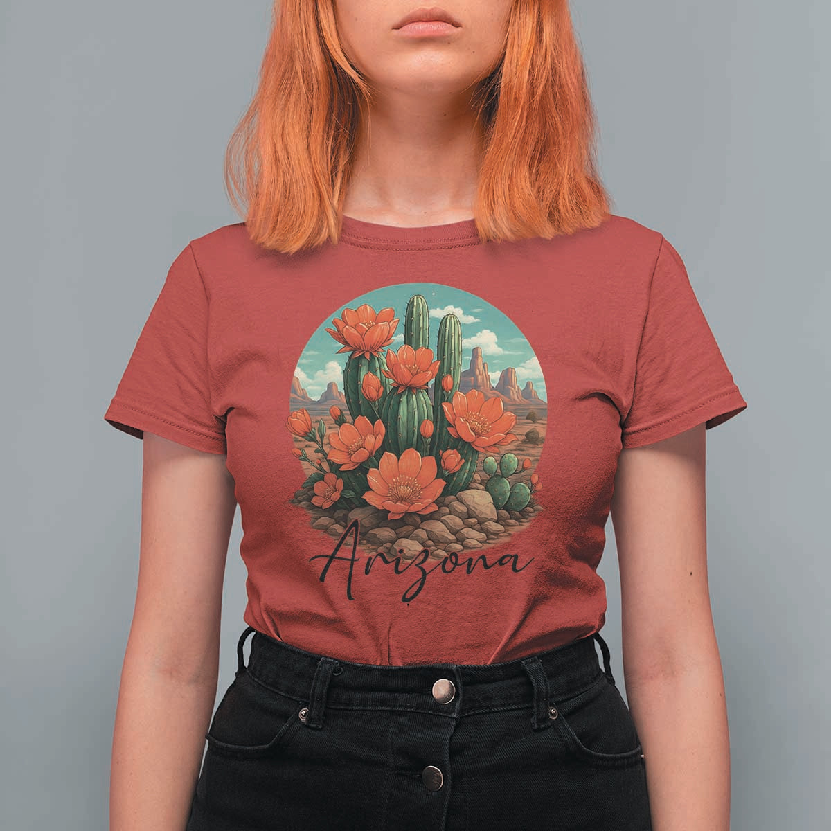 Beautiful Blooming Cactus Flower Arizona Graphic T Shirt For Women Vintage Desert Botanical Floral Nature Souvenir