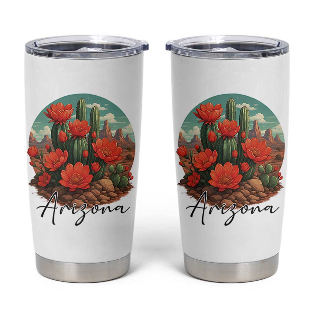 Beautiful Blooming Cactus Flower Arizona Graphic Tumbler Cup Vintage Desert Botanical Floral Nature Souvenir