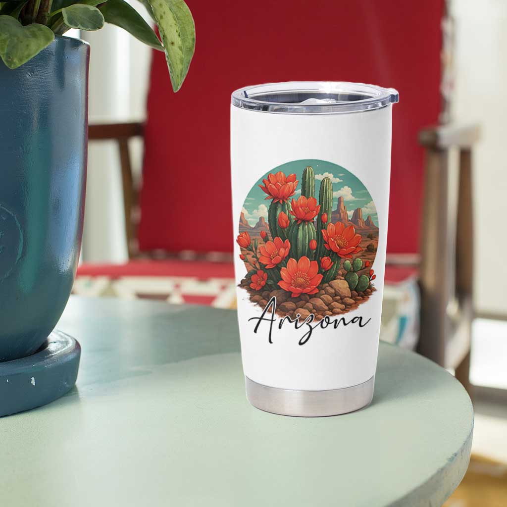 Beautiful Blooming Cactus Flower Arizona Graphic Tumbler Cup Vintage Desert Botanical Floral Nature Souvenir