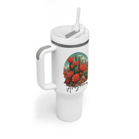 Beautiful Blooming Cactus Flower Arizona Graphic Tumbler With Handle Vintage Desert Botanical Floral Nature Souvenir