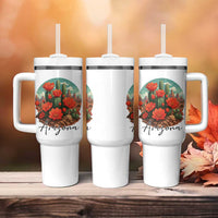Beautiful Blooming Cactus Flower Arizona Graphic Tumbler With Handle Vintage Desert Botanical Floral Nature Souvenir