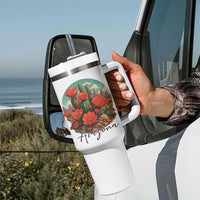 Beautiful Blooming Cactus Flower Arizona Graphic Tumbler With Handle Vintage Desert Botanical Floral Nature Souvenir