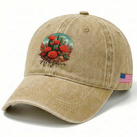 Beautiful Blooming Cactus Flower Arizona Graphic Washed Cotton Baseball Cap Vintage Desert Botanical Floral Nature Souvenir