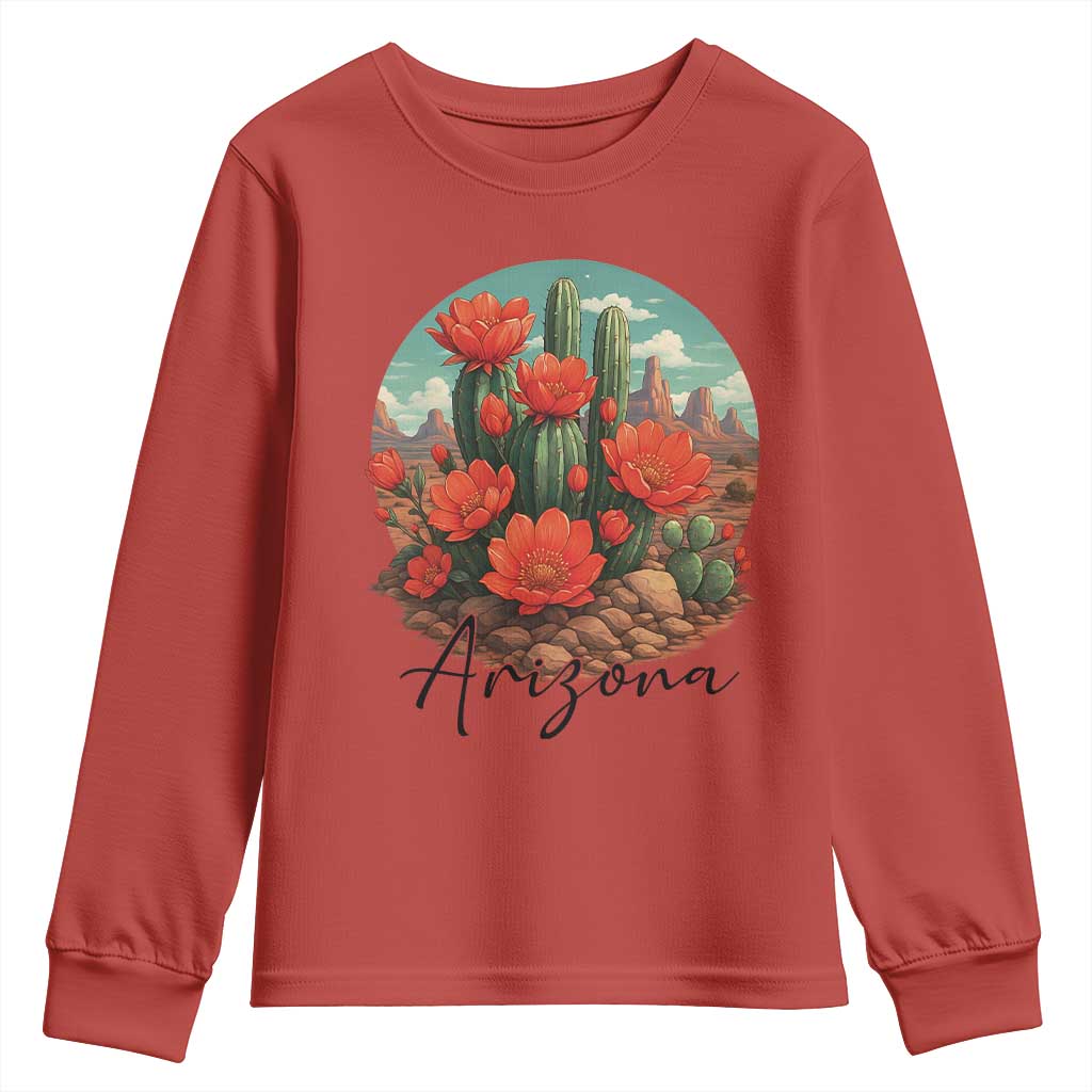 Beautiful Blooming Cactus Flower Arizona Graphic Youth Sweatshirt Vintage Desert Botanical Floral Nature Souvenir