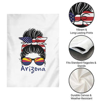 Patriotic Arizona Messy Bun Girl Graphic Garden Flag American Flag Sunglasses Southwest State Pride Souvenir