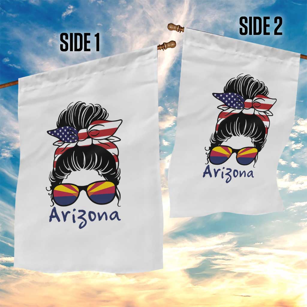 Patriotic Arizona Messy Bun Girl Graphic Garden Flag American Flag Sunglasses Southwest State Pride Souvenir