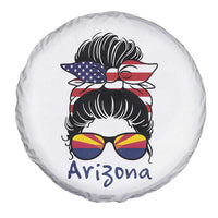 Patriotic Arizona Messy Bun Girl Graphic Spare Tire Cover American Flag Sunglasses Southwest State Pride Souvenir
