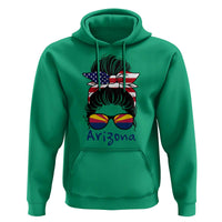 Patriotic Arizona Messy Bun Girl Graphic Hoodie American Flag Sunglasses Southwest State Pride Souvenir