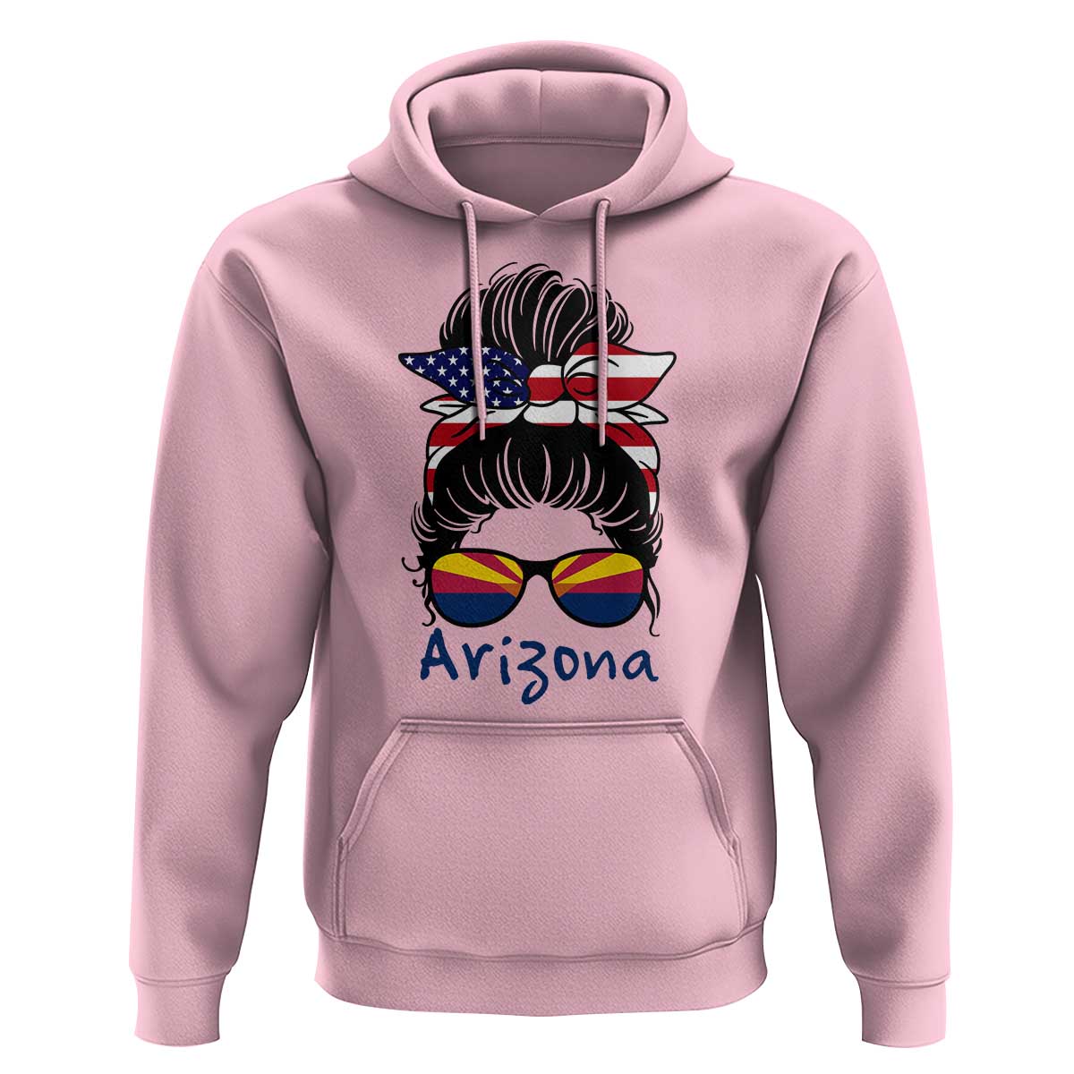 Patriotic Arizona Messy Bun Girl Graphic Hoodie American Flag Sunglasses Southwest State Pride Souvenir