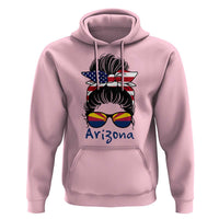 Patriotic Arizona Messy Bun Girl Graphic Hoodie American Flag Sunglasses Southwest State Pride Souvenir