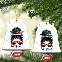 Patriotic Arizona Messy Bun Girl Graphic Ceramic Ornament American Flag Sunglasses Southwest State Pride Souvenir