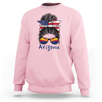 Patriotic Arizona Messy Bun Girl Graphic Sweatshirt American Flag Sunglasses Southwest State Pride Souvenir