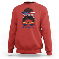 Patriotic Arizona Messy Bun Girl Graphic Sweatshirt American Flag Sunglasses Southwest State Pride Souvenir