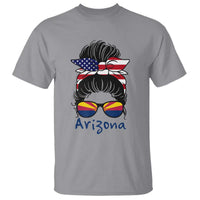 Patriotic Arizona Messy Bun Girl Graphic T Shirt American Flag Sunglasses Southwest State Pride Souvenir