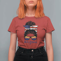 Patriotic Arizona Messy Bun Girl Graphic T Shirt For Women American Flag Sunglasses Southwest State Pride Souvenir
