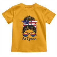 Patriotic Arizona Messy Bun Girl Graphic Toddler T Shirt American Flag Sunglasses Southwest State Pride Souvenir
