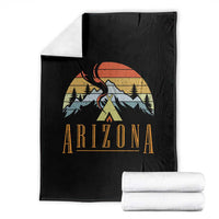Vintage Arizona Camping Mountain Graphic Throw Blanket Retro Sunset Wilderness Outdoor Adventure Souvenir