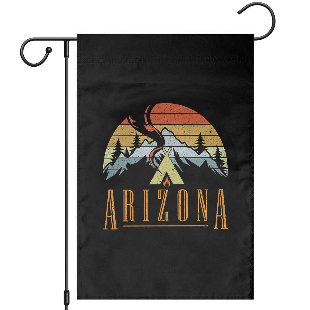 Vintage Arizona Camping Mountain Graphic Garden Flag Retro Sunset Wilderness Outdoor Adventure Souvenir