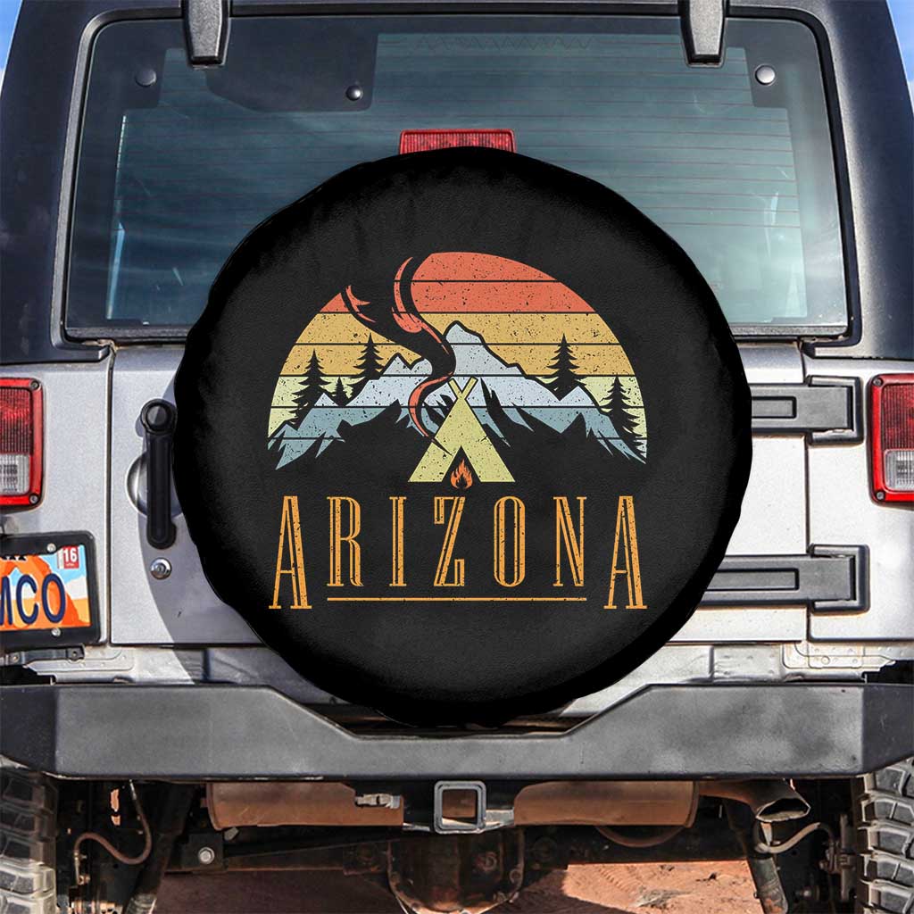 Vintage Arizona Camping Mountain Graphic Spare Tire Cover Retro Sunset Wilderness Outdoor Adventure Souvenir