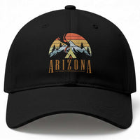 Vintage Arizona Camping Mountain Graphic Baseball Cap Retro Sunset Wilderness Outdoor Adventure Souvenir
