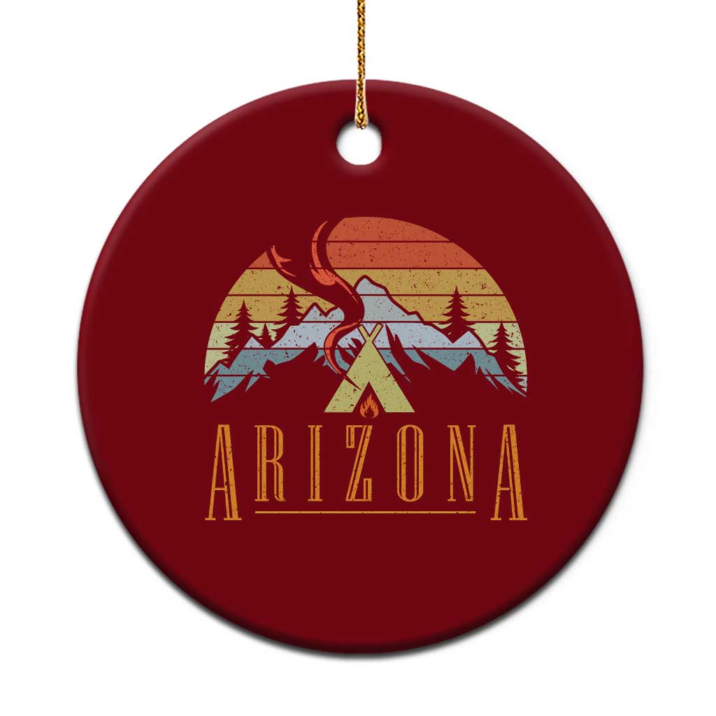 Vintage Arizona Camping Mountain Graphic Ceramic Ornament Retro Sunset Wilderness Outdoor Adventure Souvenir
