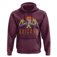 Vintage Arizona Camping Mountain Graphic Hoodie Retro Sunset Wilderness Outdoor Adventure Souvenir