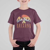 Vintage Arizona Camping Mountain Graphic T Shirt For Kid Retro Sunset Wilderness Outdoor Adventure Souvenir
