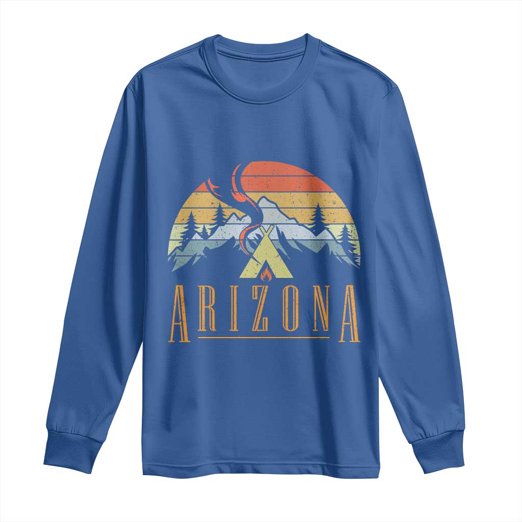Vintage Arizona Camping Mountain Graphic Long Sleeve Shirt Retro Sunset Wilderness Outdoor Adventure Souvenir