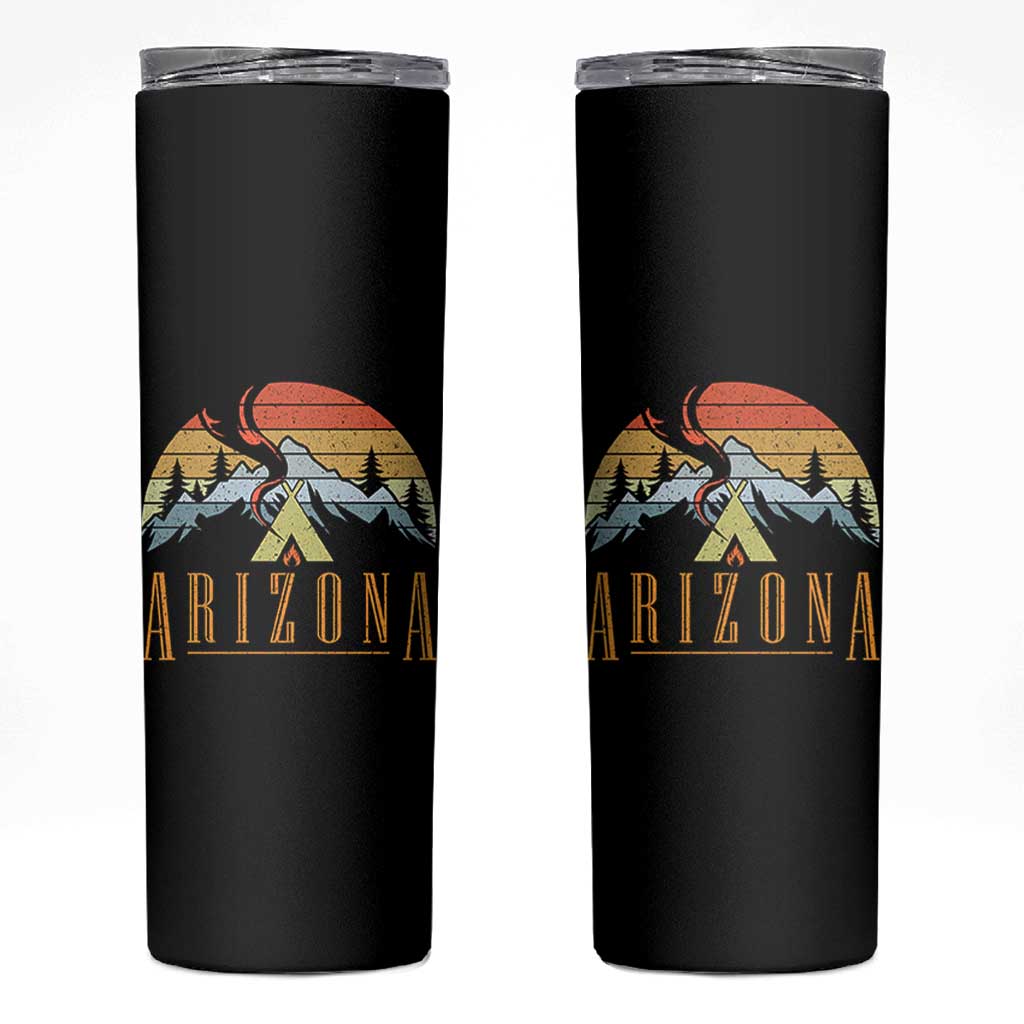 Vintage Arizona Camping Mountain Graphic Skinny Tumbler Retro Sunset Wilderness Outdoor Adventure Souvenir