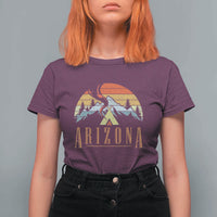 Vintage Arizona Camping Mountain Graphic T Shirt For Women Retro Sunset Wilderness Outdoor Adventure Souvenir