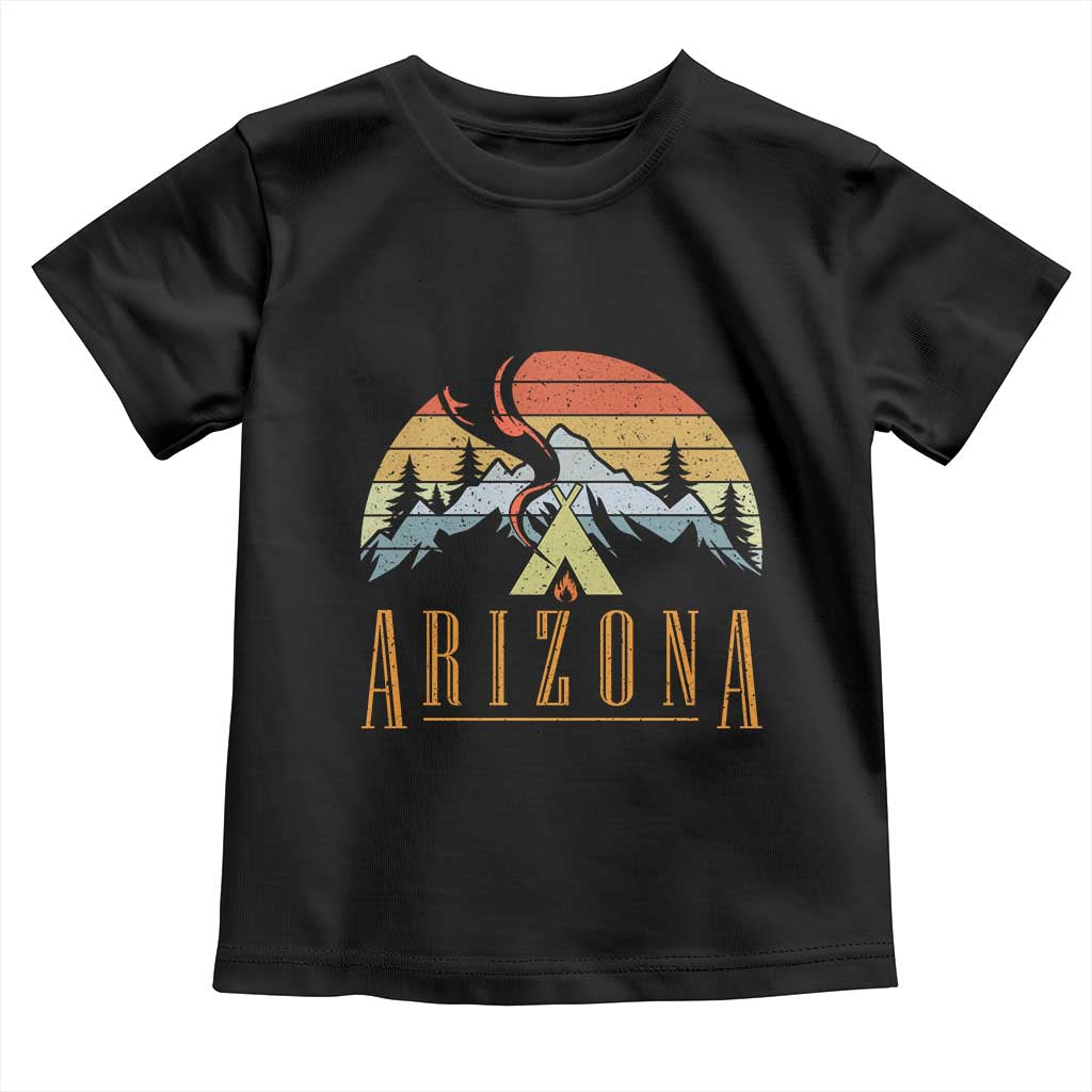Vintage Arizona Camping Mountain Graphic Toddler T Shirt Retro Sunset Wilderness Outdoor Adventure Souvenir