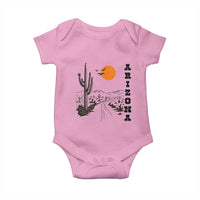 Retro Arizona Desert Road Sunset Graphic Baby Onesie Vintage Southwest Saguaro Cactus Travel Souvenir