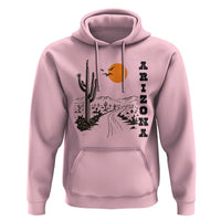 Retro Arizona Desert Road Sunset Graphic Hoodie Vintage Southwest Saguaro Cactus Travel Souvenir
