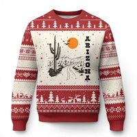 Retro Arizona Desert Road Sunset Graphic Ugly Christmas Sweater Vintage Southwest Saguaro Cactus Travel Souvenir