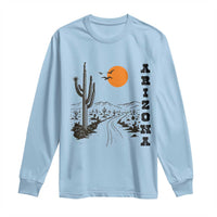 Retro Arizona Desert Road Sunset Graphic Long Sleeve Shirt Vintage Southwest Saguaro Cactus Travel Souvenir